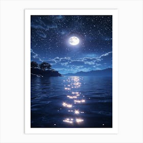 Full Moon Over Water 19 Art Print