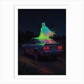 Batman On A Car Art Print