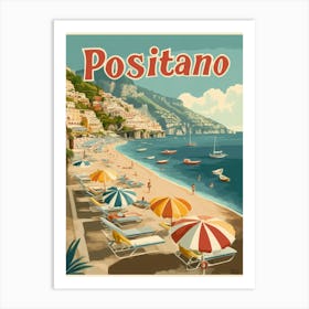 Aihrgdesign A Classic 1960s Travel Poster For Positano Art Print