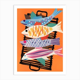 Fish On A Grill Art Print