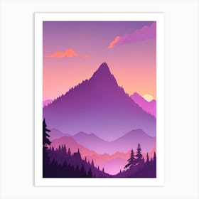 Misty Mountains Vertical Composition In Purple Tone 41 Art Print