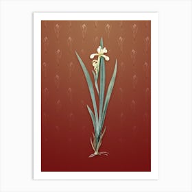 Vintage Yellow Banded Iris Botanical on Falu Red Pattern n.2495 Art Print