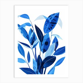 Blue Leaves 25 Art Print