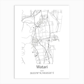 Watari,Japan Minimalist Map Affiche