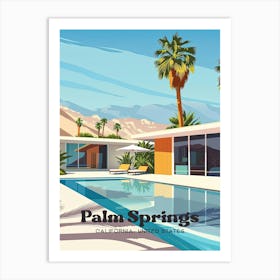 Palm Springs California Summer Travel Art Illustration Art Print