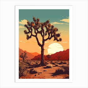  Retro Illustration Of A Joshua Tree At Dusk 5 Art Print