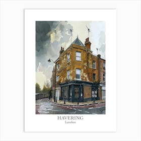 Havering London Borough   Street Watercolour 6 Poster Art Print