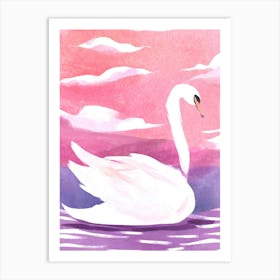 Swan Watercolor Painting Art Print