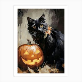 Halloween Cat Painting Art Print