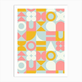 Sunrise Mid Century Retro Geometric Shapes Art Print