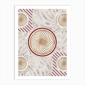 Geometric Abstract Glyph in Festive Gold Silver and Red n.0030 Art Print