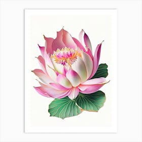 Pink Lotus Decoupage 6 Art Print