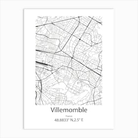 Villemomble,France Minimalist Map Art Print