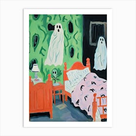 Green Bedroom With Two Ghosts, Matisse Style Art Print