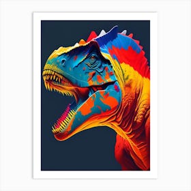 Carnotaurus Primary Colours Dinosaur Art Print