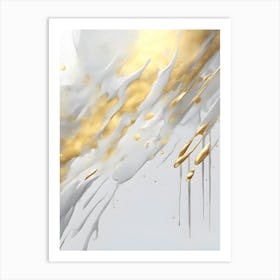 Abstract Paint Gold Grey White Art Print