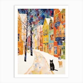 Cat In The Streets Of Aspen   Usa With Snow 3 Art Print