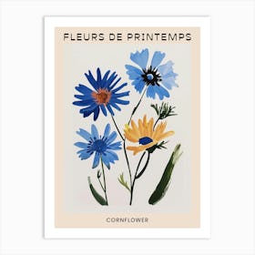 Spring Floral French Poster  Cornflower 2 Art Print