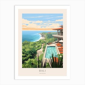 Bali, Indonesia Midcentury Modern Pool Poster Art Print