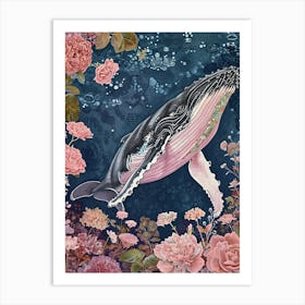 Floral Animal Painting Humpback Whale 3 Art Print