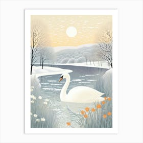 Winter Bird Painting Swan 1 Art Print