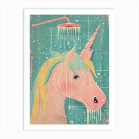 Pastel Unicorn Storybook Style In The Shower 2 Art Print