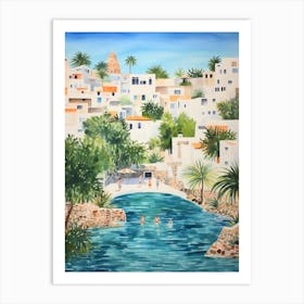 Swimming In Lagos Portugal 2 Watercolour Art Print