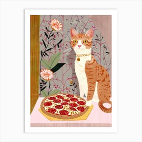 Cat And Pepperoni Pizza 2 Art Print