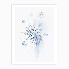 Unique, Snowflakes, Minimalist Watercolour 4 Art Print