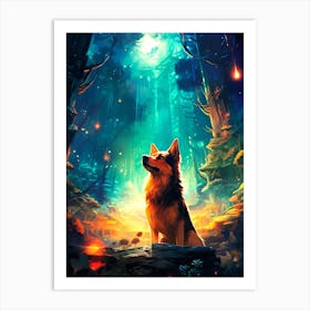 Dog In The Forest Art Print