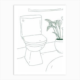 Bathroom Illustration Green Art Print