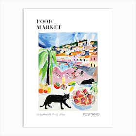 The Food Market In Positano 1 Illustration Poster Art Print