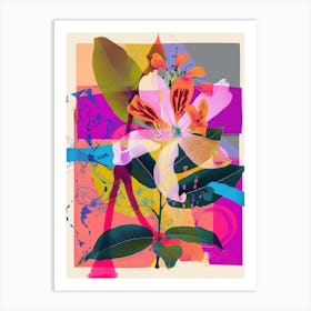 Honeysuckle 2 Neon Flower Collage Art Print