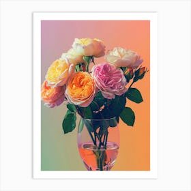 English Roses Painting Rose In A Wine Glass 1 Art Print