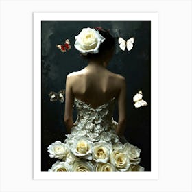 Wedding Dress With Butterflies Art Print