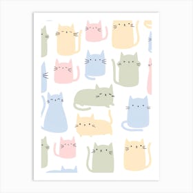 Kawaii Cats Art Print