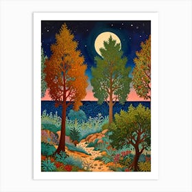 William Morris Moonlight In The Woods 84 Art Print