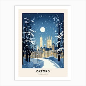 Winter Night  Travel Poster Oxford United Kingdom 2 Art Print