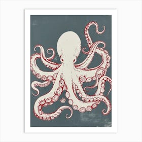 Octopus & Tentacles Linocut Inspired 2 Art Print