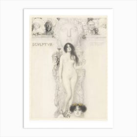 Sculpture (Template For Allegories N), Gustav Klimt Art Print