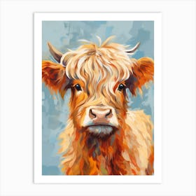 Simple Illustrative Painting Of Baby Highland Cow 2 Art Print