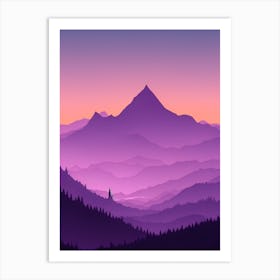 Misty Mountains Vertical Composition In Purple Tone 60 Art Print