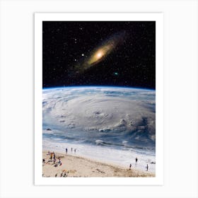 Space Beach Galaxy Earth View Art Print