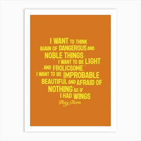 Mary Oliver Wings Art Print