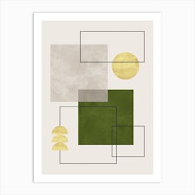 Watercolor of lines and circles 6 Art Print