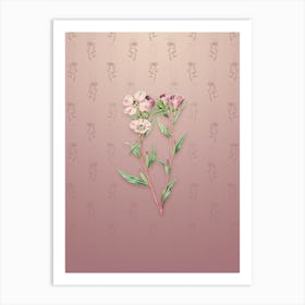 Vintage Pale Corona Amaryllis Botanical on Dusty Pink Pattern n.0362 Art Print