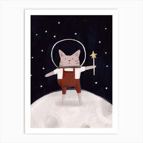 Cat On The Moon Art Print