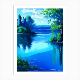 Blue Lake Landscapes Waterscape Impressionism 1 Art Print