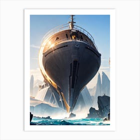 Spaceship In The Ocean Art Print