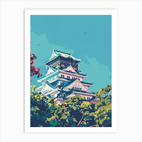 Osaka Castle 2 Colourful Illustration Art Print